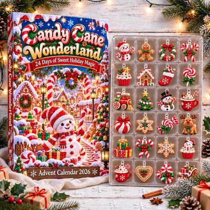 Candy Cane Wonderland Advent Calendar 2026, 24 Piece Candy Cane Ornament Set, Blind Box Advent Calendar, Christmas Countdown Gift