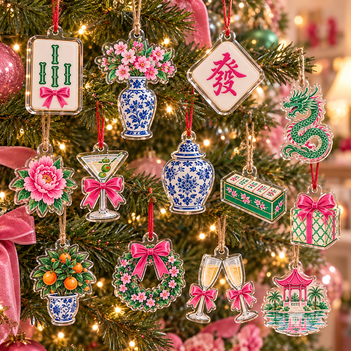 Mahjong Advent Calendar 2026, 24 Days Mahjong Christmas Ornaments, Chinoiserie Holiday Countdown, Mahjong Lover Gift, Mahjong Player Gift