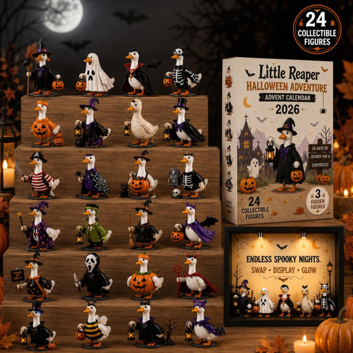 Halloween Advent Calendar, Little Reaper Duck Decor, 24 Costume Ducks, Acrylic Halloween Display, Spooky Home Decor, Halloween Gift, Mystery Box