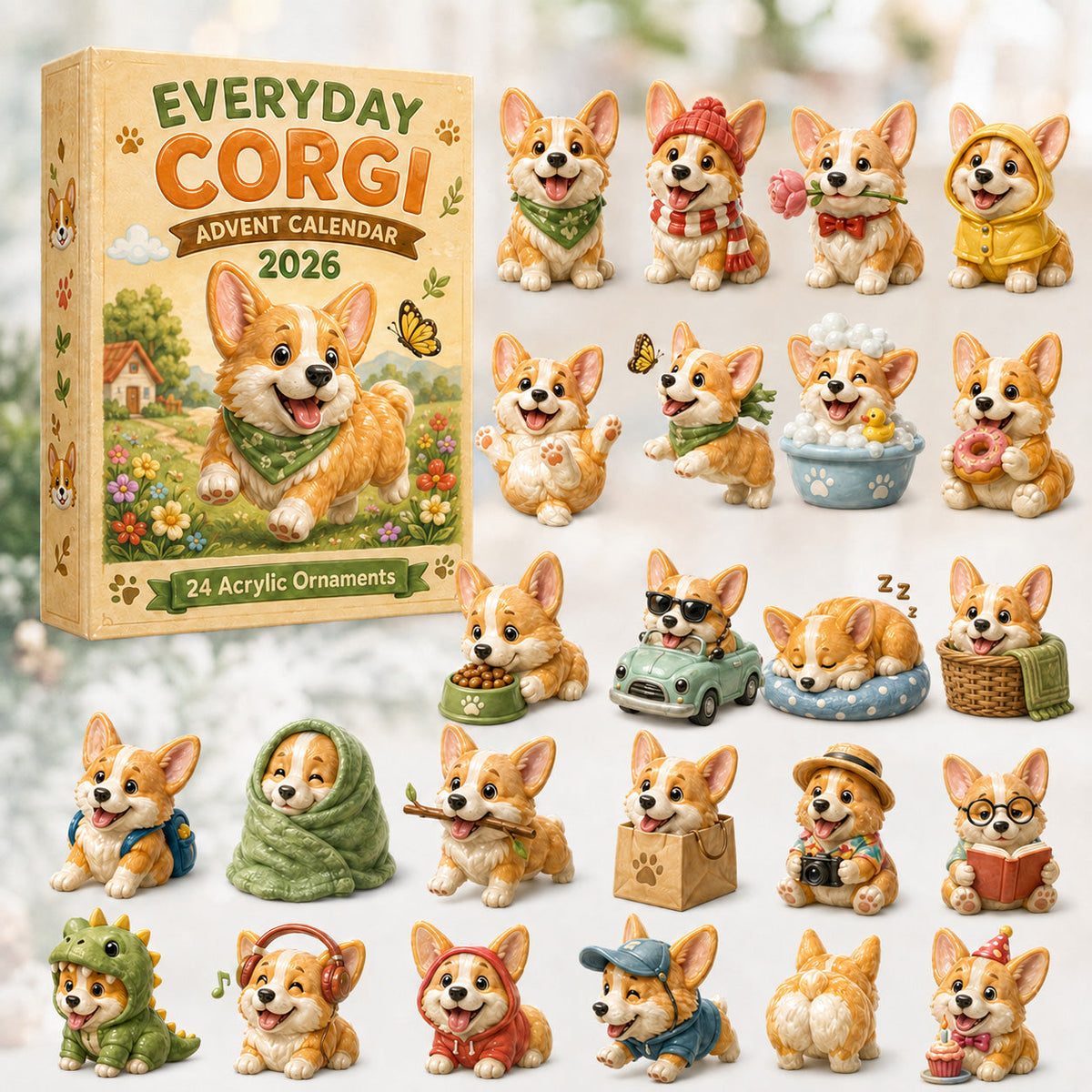 Everyday Corgi Advent Calendar 2026 - 24-Day Festive Countdown, Blind Box - Gift For Corgi Lovers