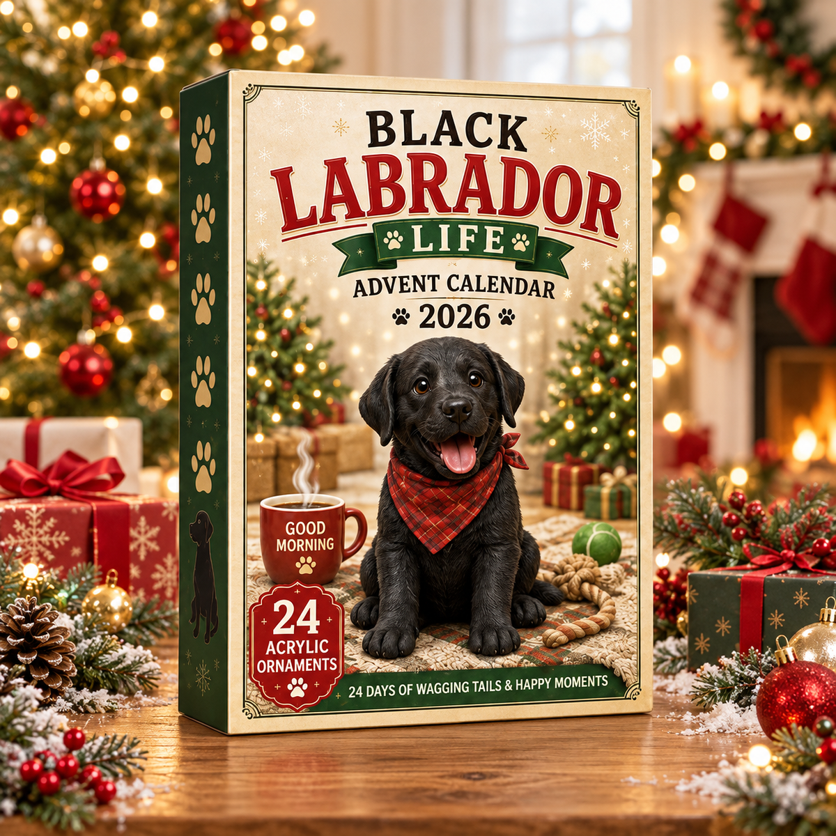 Black Labrador Life Advent Calendar 2026 - 24-Day Festive Countdown, Acrylic Charms Blind Box - Gift For Labrador Lovers