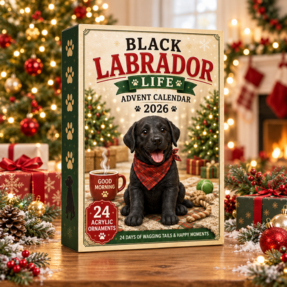 Black Labrador Life Advent Calendar 2026 - 24-Day Festive Countdown, Acrylic Charms Blind Box - Gift For Labrador Lovers