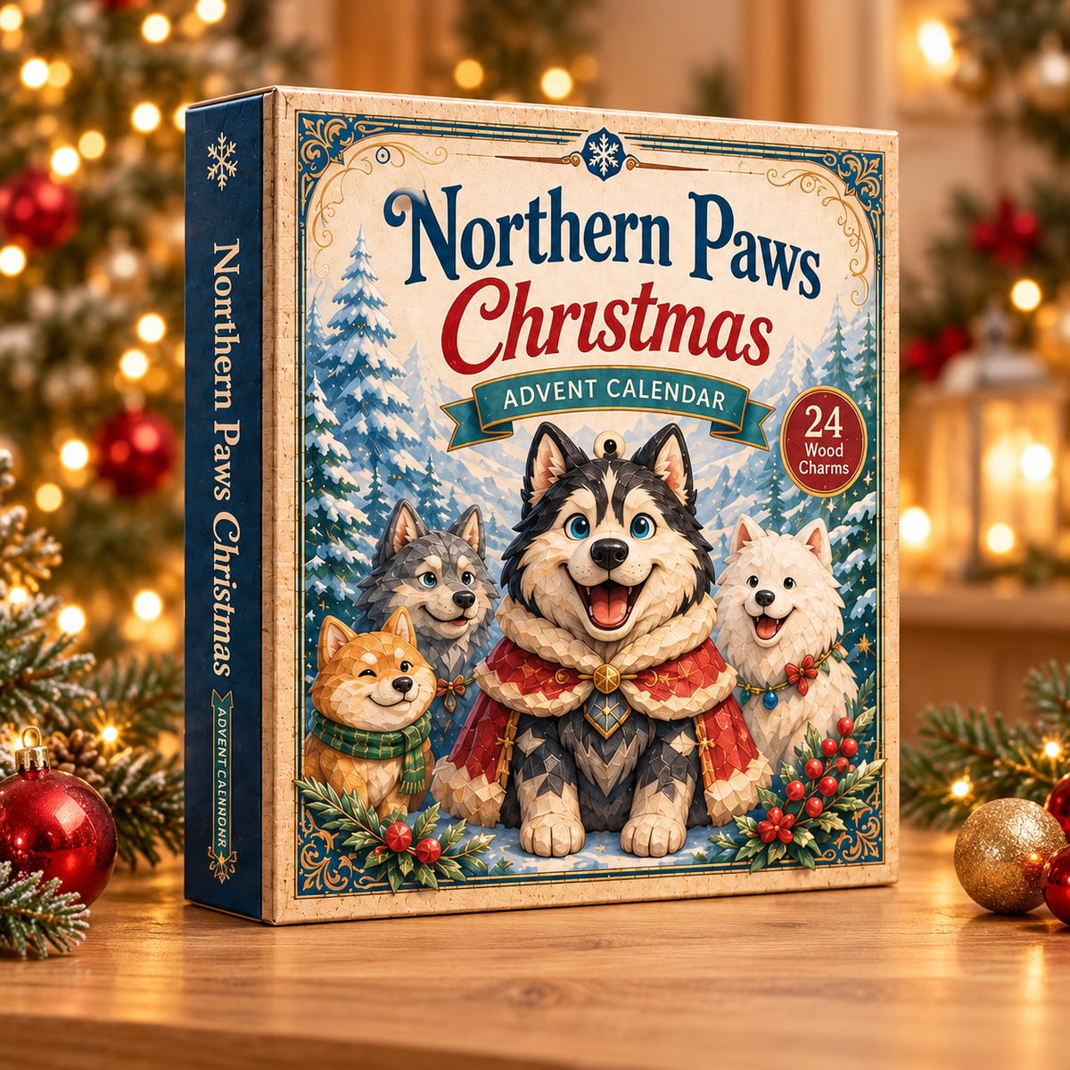Northern Paws Christmas Advent Calendar 2026 - 24-Day Festive Countdown, Wooden Charms Blind Box - Gift For Animals Lovers