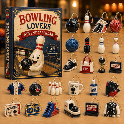 Bowling Mascot Advent Calendar 2026 - 24-Day Festive Countdown, Acrylic Charms Blind Box - Gift For Bowling Lovers