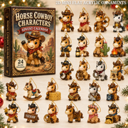 Horse Cowboy Advent Calendar 2026 - 24-Day Festive Countdown, Acrylic Charms Blind Box - Gift For Horse Lovers