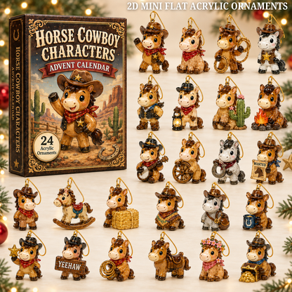 Horse Cowboy Advent Calendar 2026 - 24-Day Festive Countdown, Acrylic Charms Blind Box - Gift For Horse Lovers