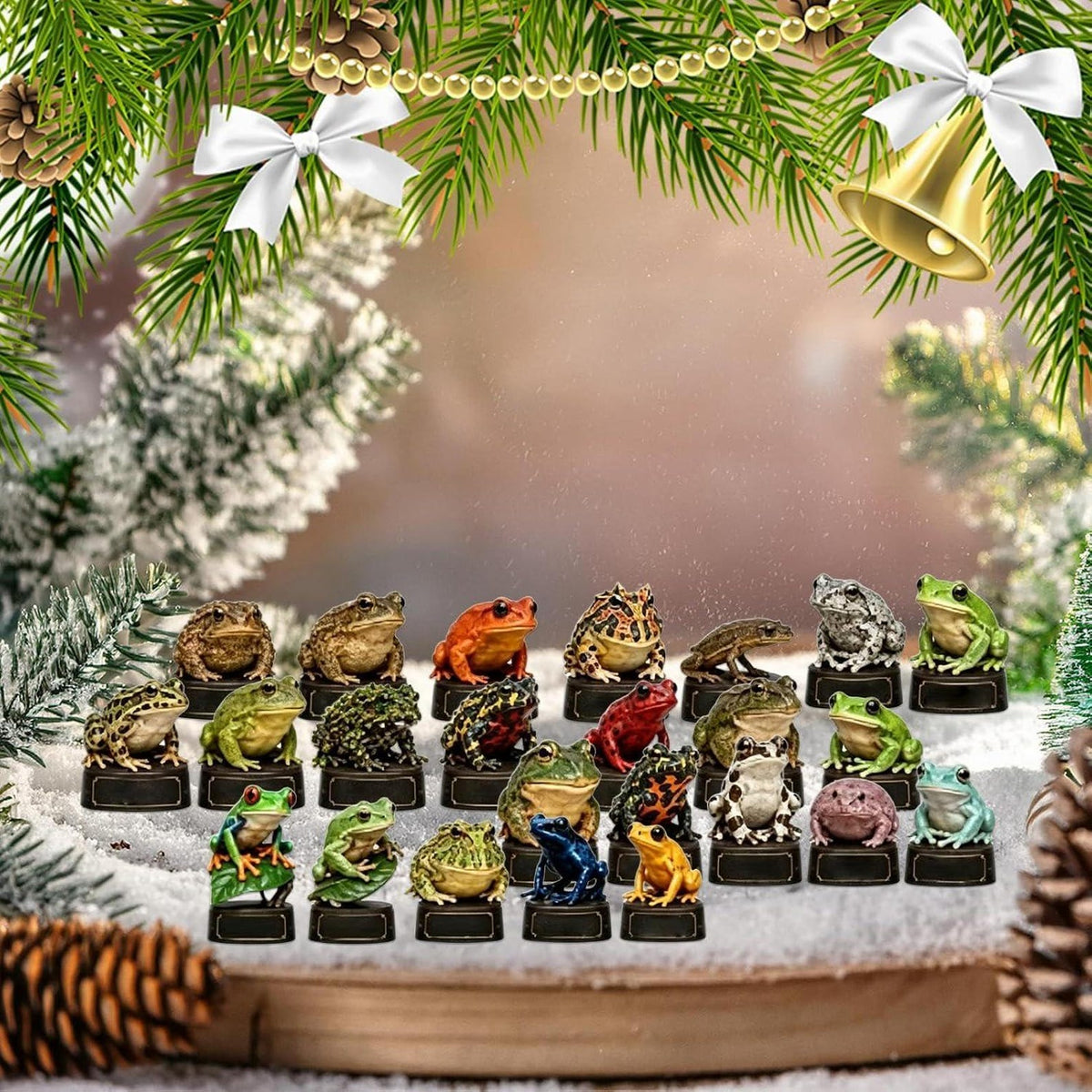 Frog and Toad Advent Calendar 2026, 24Pcs Frog Christmas Tree Ornaments, Xmas Countdown Calendar, Cute Toad Holiday Decor, Frog Lover Gift