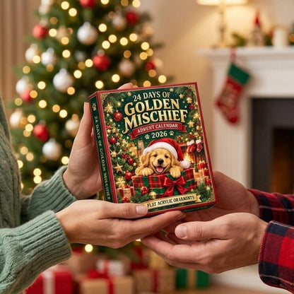 2D Flat Acrylic Golden Retriever Advent Calendar 2026, 24 Dog Ornaments, Golden Retriever Christmas Countdown, Dog Lover Gift