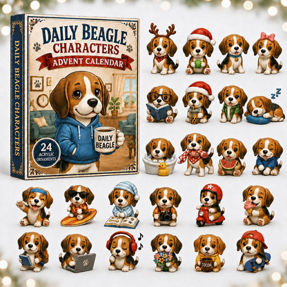 Daily Beagle Advent Calendar 2026 - 24-Day Festive Countdown, Acrylic Charms Blind Box - Gift For Dogs Lovers