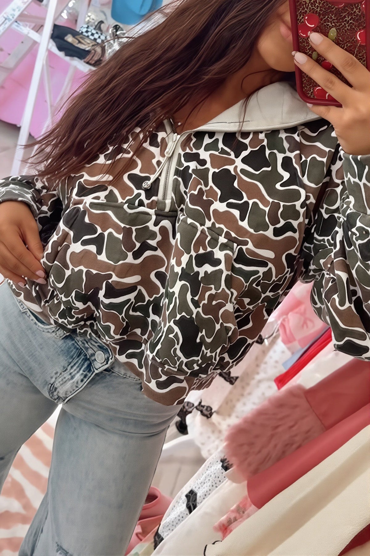 Camouflage Print Zip Hoodie