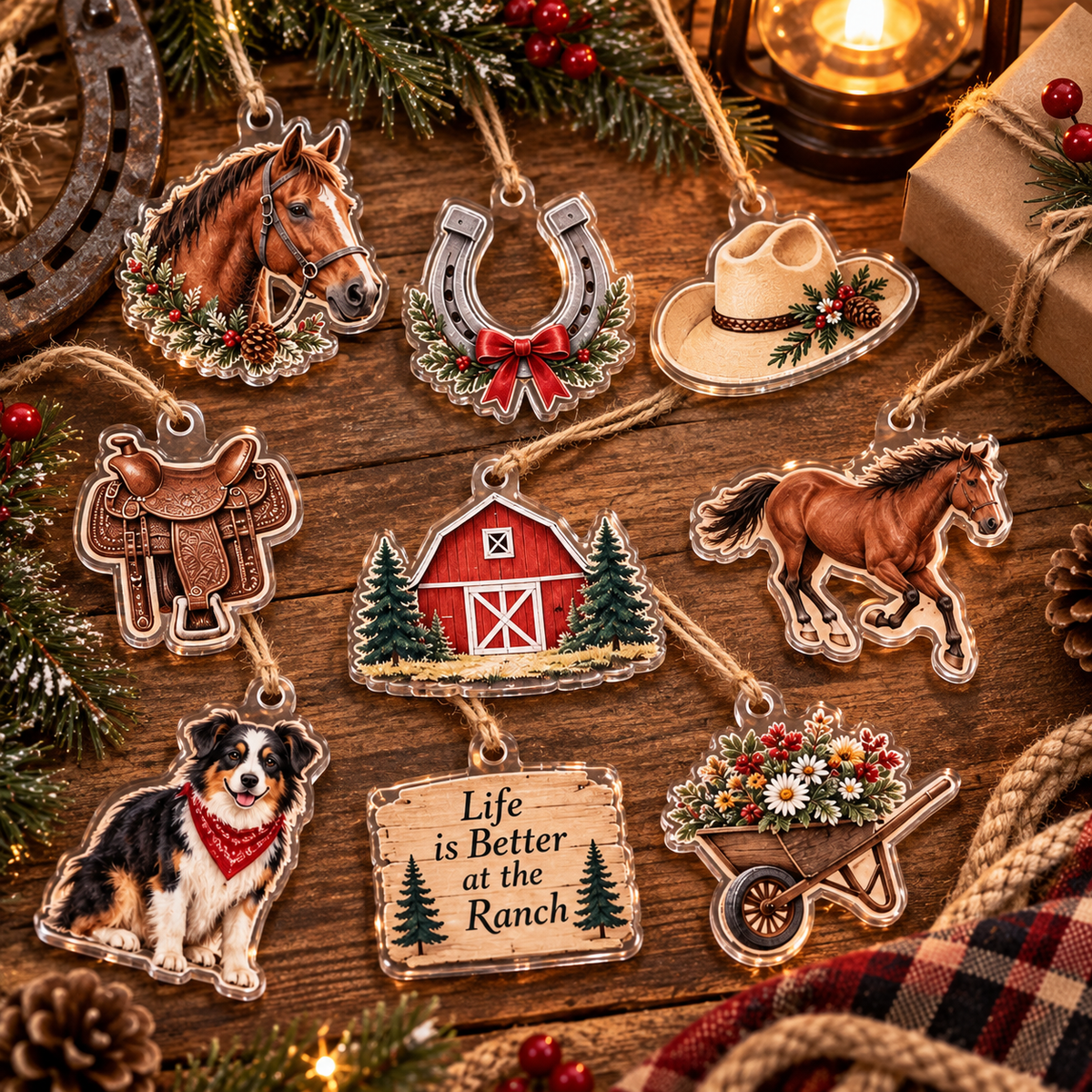 Horse Ranch Advent Calendar 2026, 24 Day Christmas Countdown, Western Horse Ornaments, Cowboy Ranch Decor, Equestrian Horse Lover Gift