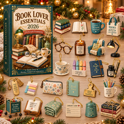 Book Lover Essentials Advent Calendar 2026 - 24-Day Festive Countdown, Acrylic Charms Blind Box - Gift For Reading Lovers