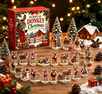 Donkey Advent Calendar 2026, 24 Days Christmas Countdown, Mini Donkey Ornament Set, Cute Animal Xmas Decor, Holiday Gift for Donkey Lover