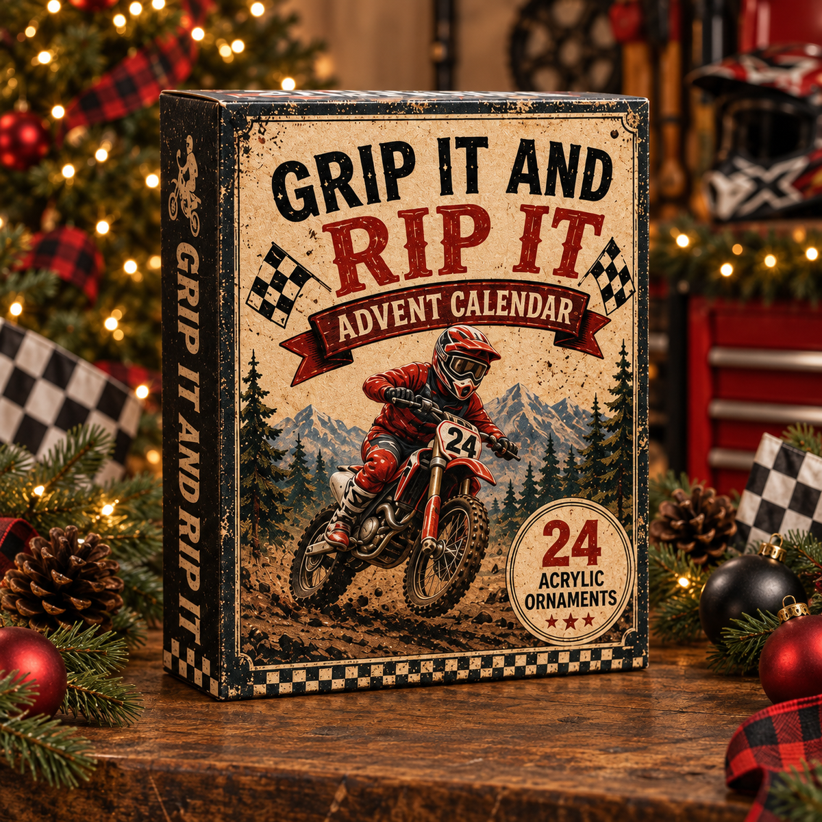 Race Pit Advent Calendar 2026 - 24-Day Festive Countdown, Acrylic Charms Blind Box - Gift For Motor Lovers