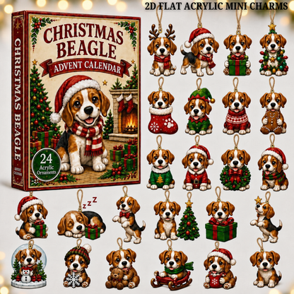 Christmas Beagle Advent Calendar 2026 - 24-Day Festive Countdown, Acrylic Charms Blind Box - Gift For Dogs Lovers