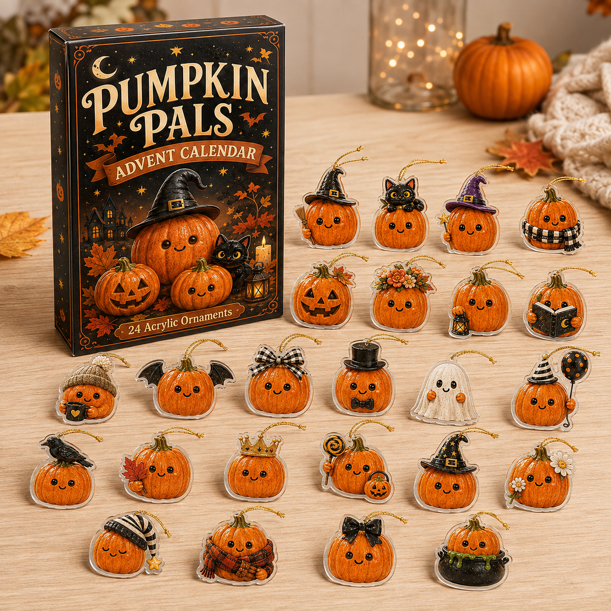Pumpkin Pals Advent Calendar 2026 - 24 Day Spirits Countdown, Acrylic Charms Blind Box - Gift For Pumpkin Lovers