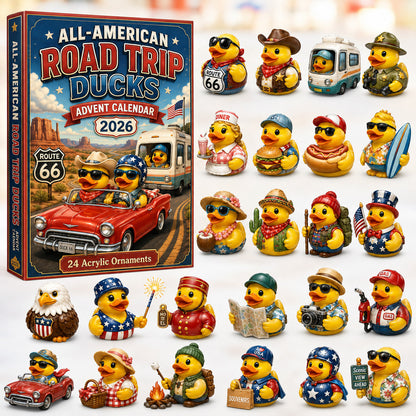 All-American Road Trip Rubber Duck Advent Calendar 2026 - 24-Day Festive Countdown, Acrylic Charms Blind Box - Gift For Family & Friends