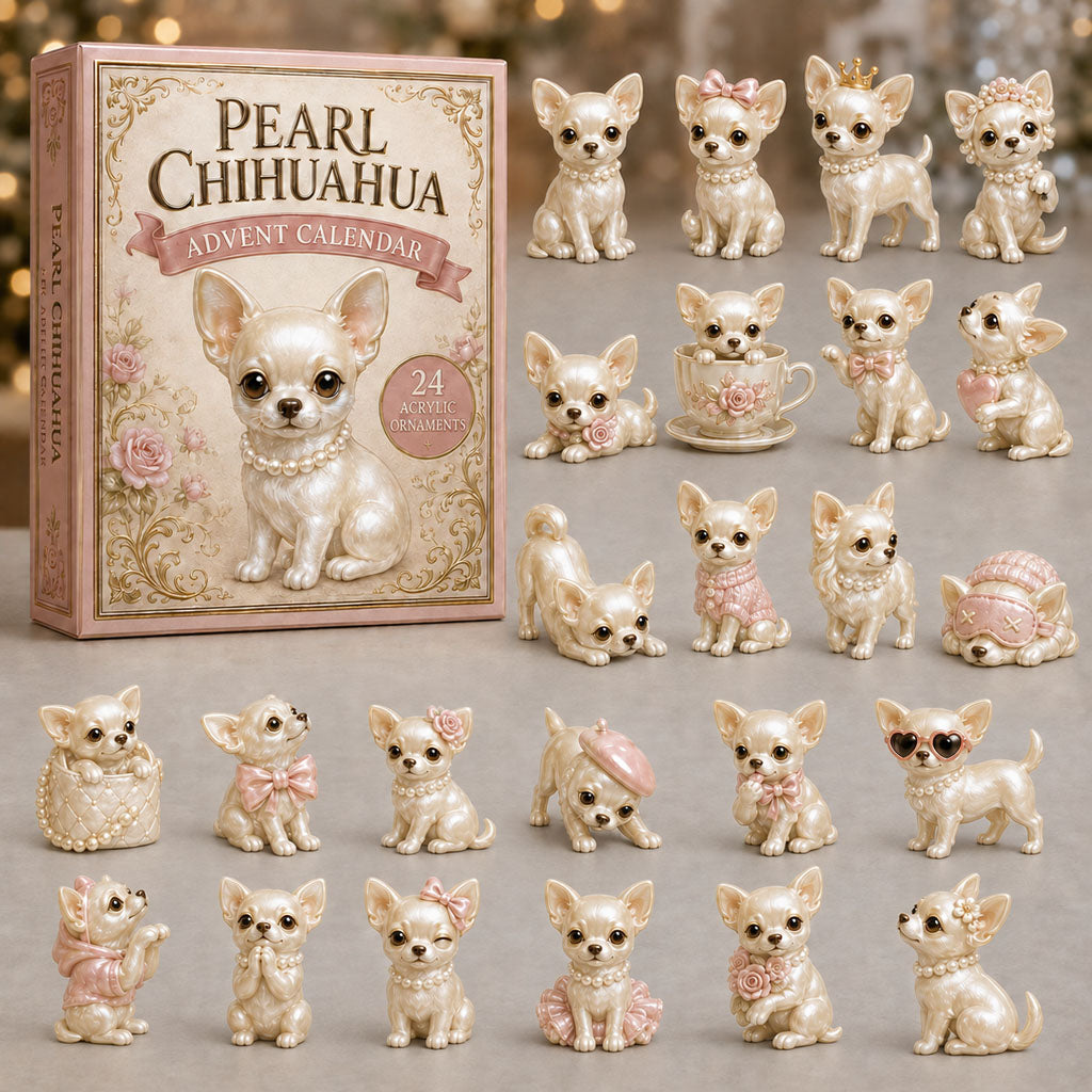 Pearl Chihuahua Dog Advent Calendar 2026 - 24-Day Festive Countdown, Acrylic Charms Blind Box - Gift For Dog Lovers