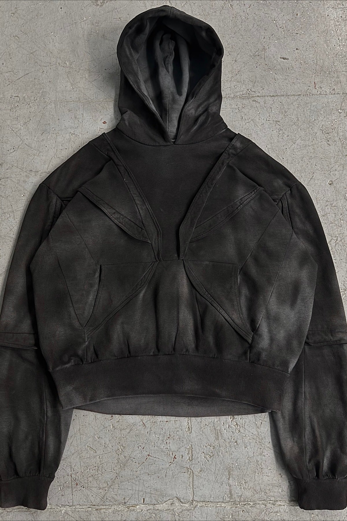 Washed Panel Pullover Hoodie