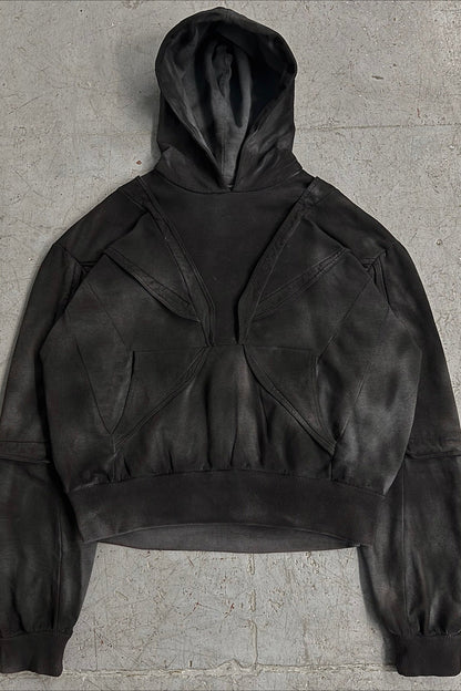 Washed Panel Pullover Hoodie