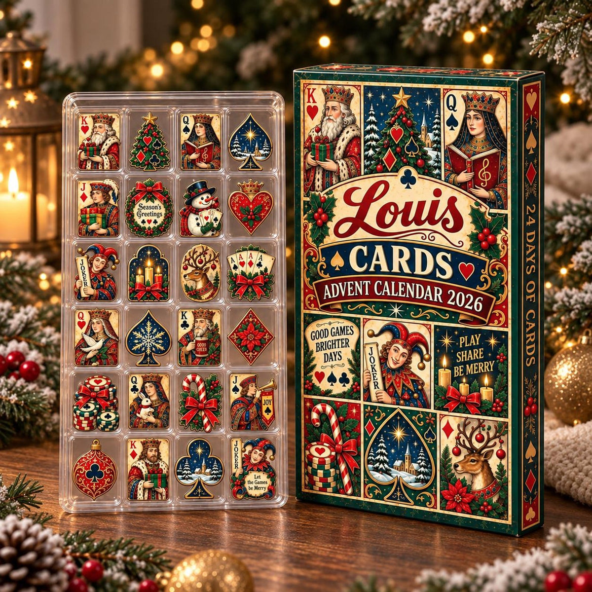 Personalized Playing Cards Advent Calendar: Custom Name 24 Day Christmas Countdown Box