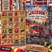 Personalized Firefighter Advent Calendar 2026, Custom Firefighter Blind Box, 24 Day Christmas Countdown with Firefighter Ornament Set