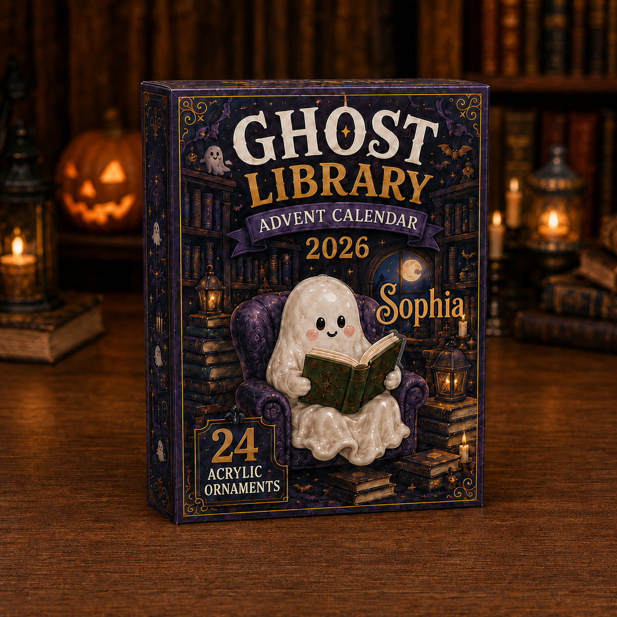 Ghost Library Advent Calendar 2026 - 24-Day Festive Countdown, Acrylic Charms Blind Box - Gift For Family & Friends