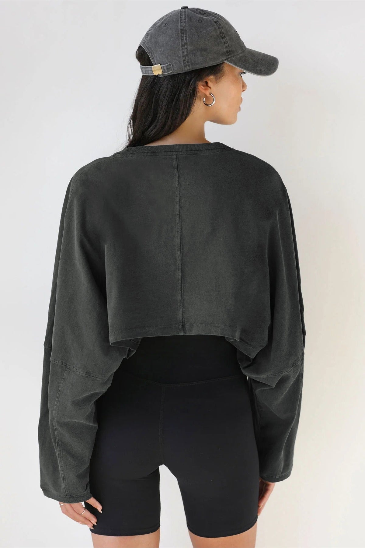 Boxy Crop Crew Neck Sweatshirt