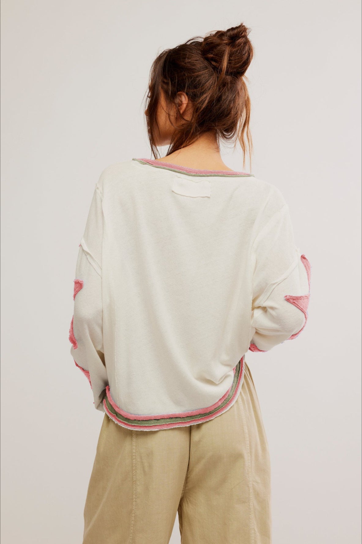 Star Sleeve Applique Crewneck Sweatshirt