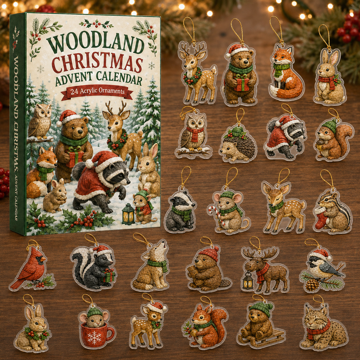 Woodland Merry Land Advent Calendar 2026 - 24-Day Festive Countdown, Acrylic Charms Blind Box - Gift For Woodland Lovers, Family Members