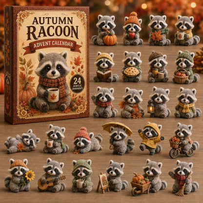 Autumn Raccoon Life Advent Calendar 2026 - 24-Day Festive Countdown, Acrylic Charms Blind Box - Gift For Raccoon Lovers