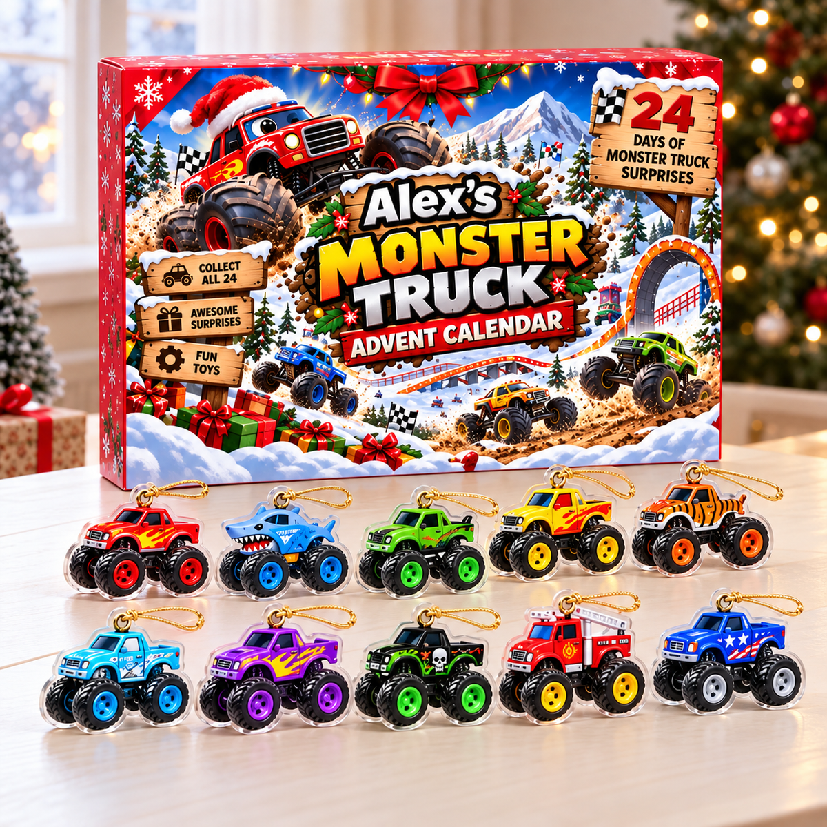 24 Days of Monster Trucks - Personalized Christmas Advent Calendar