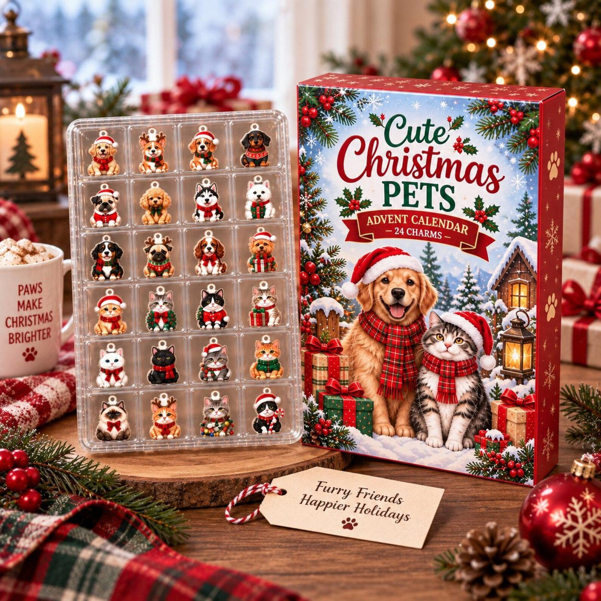 Christmas Pet Advent Calendar 2026, 24 Cute Dog And Cat Charms Countdown Box, Holiday Keepsake Gift For Pet Lovers Kids And Families
