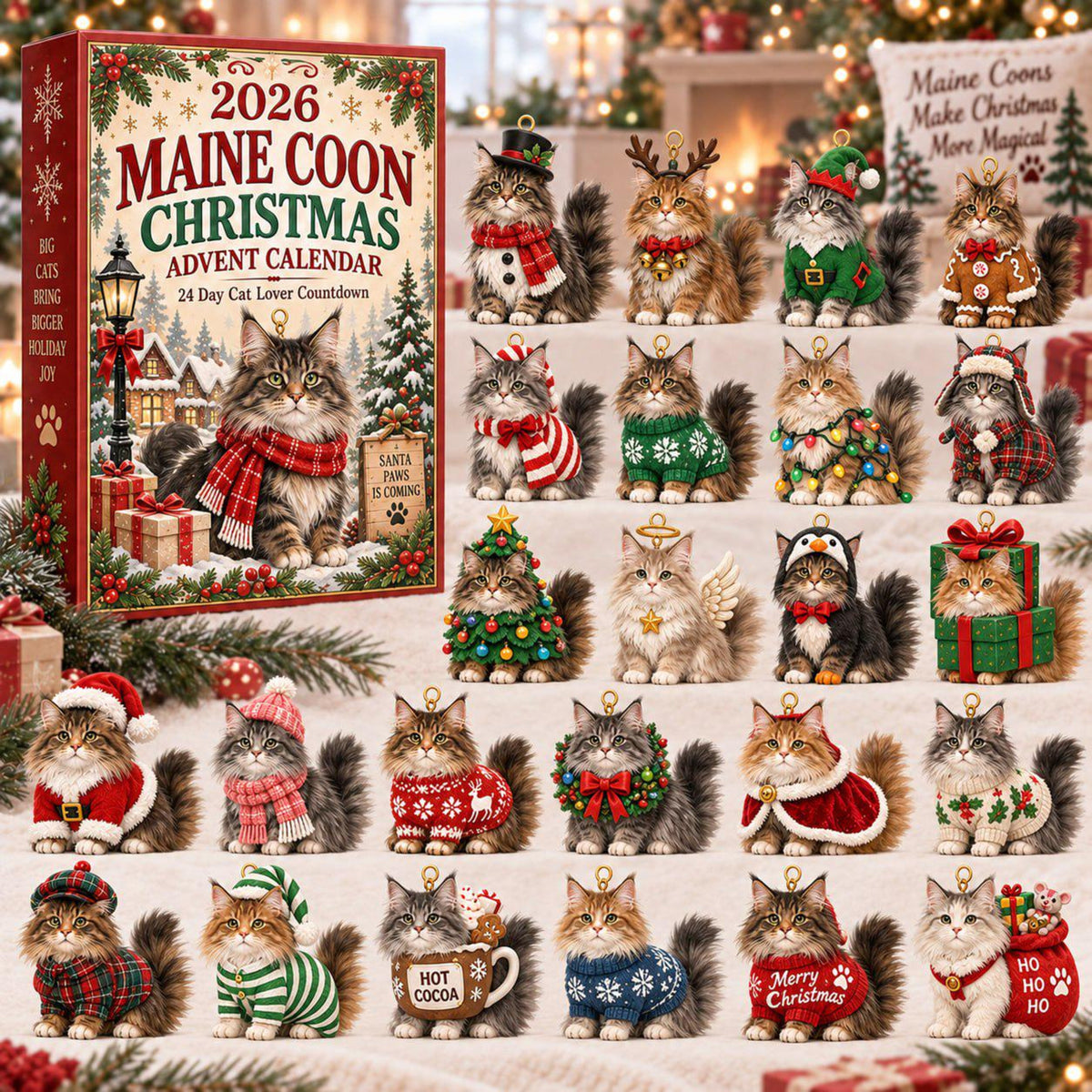 24 Days Pet Lover Advent Calendar 2026, Dog and Cat Christmas Charm Set, Puppy Kitty Blind Box Countdown, Pet Owner Gift