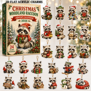 Christmas Woodland Raccoon Advent Calendar 2026 - 24-Day Festive Countdown, Acrylic Charms Blind Box - Gift For Woodland Lovers, Family & Friends