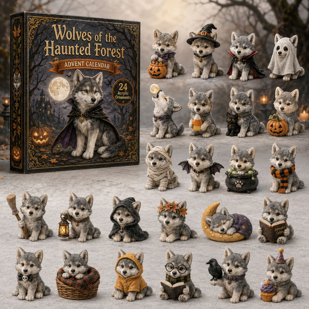 Woodland Wolf Advent Calendar 2026 - 24-Day Festive Countdown, Acrylic Charms Blind Box - Gift For Wolf Lovers