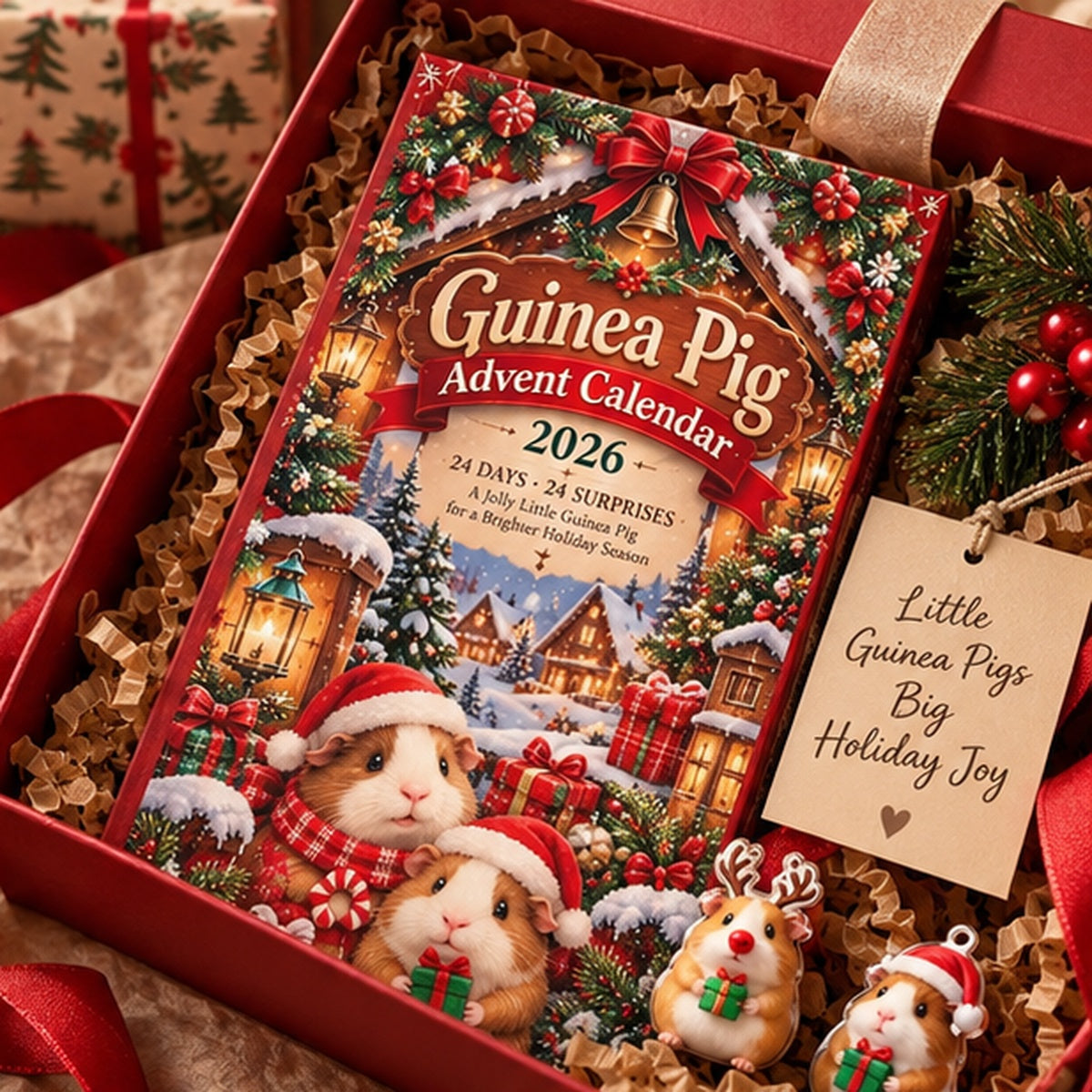 Guinea Pig Christmas Advent Calendar 2026, 24 Days of Tiny Pet Surprises, Cute Cavy Holiday Countdown Gift for Animal Lovers