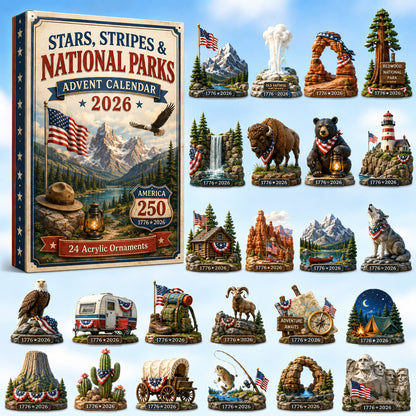 Stars, Stripes & National Parks Advent Calendar 2026 - 24-Day Festive Countdown, Acrylic Charms Blind Box - Gift For Family & Friends