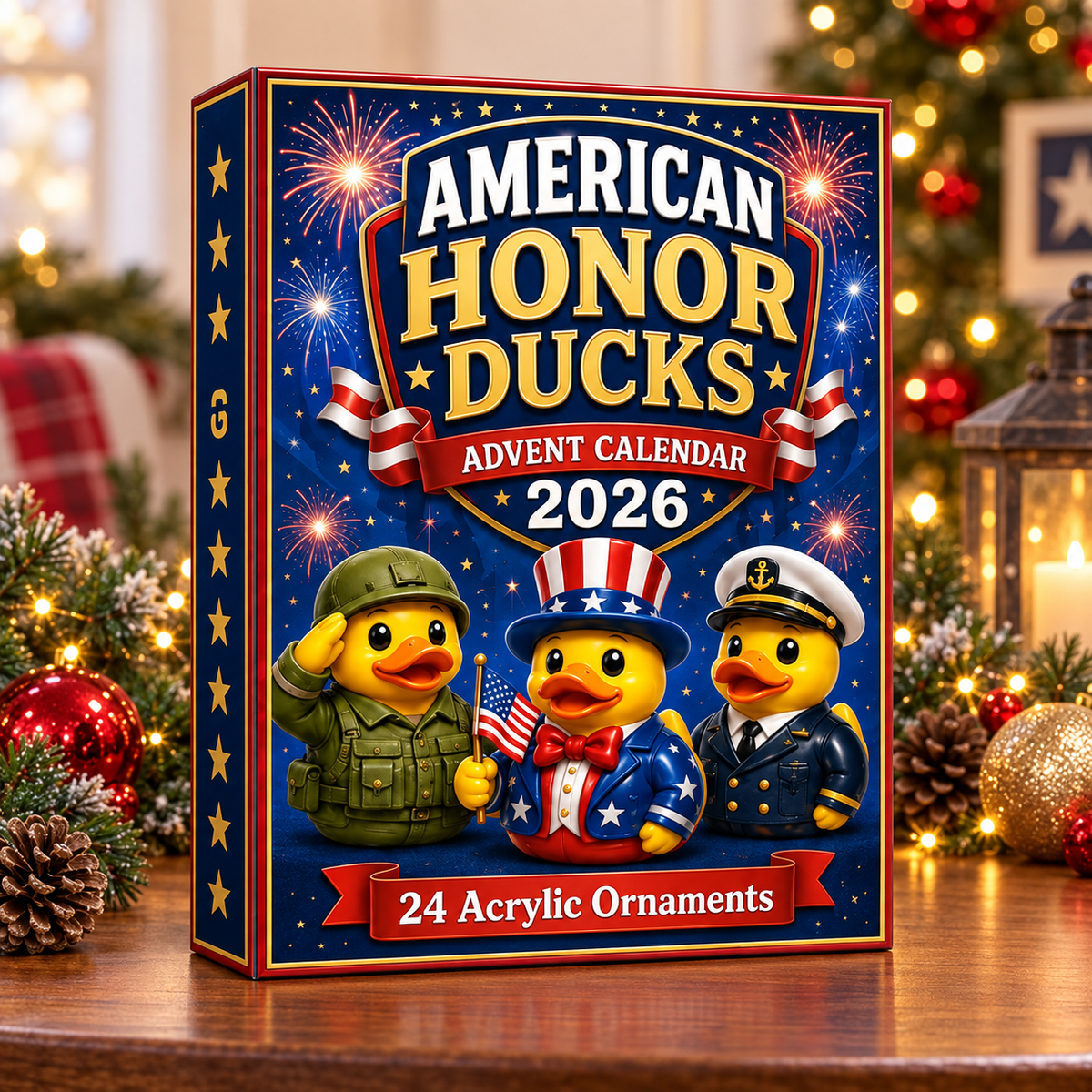 American Honor Rubber Duck Advent Calendar 2026 - 24-Day Festive Countdown, Acrylic Charms Blind Box - Gift For Family & Friends