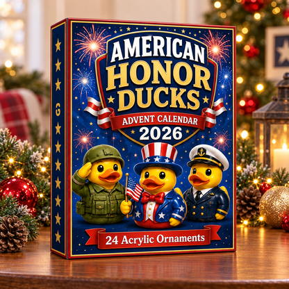 American Honor Rubber Duck Advent Calendar 2026 - 24-Day Festive Countdown, Acrylic Charms Blind Box - Gift For Family & Friends