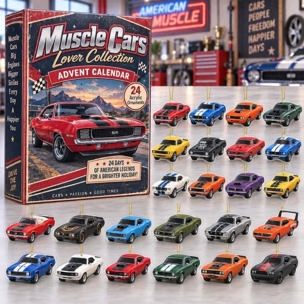 24 Days of Muscle Cars - 2026 Advent Calendar of 24 Acrylic Ornament