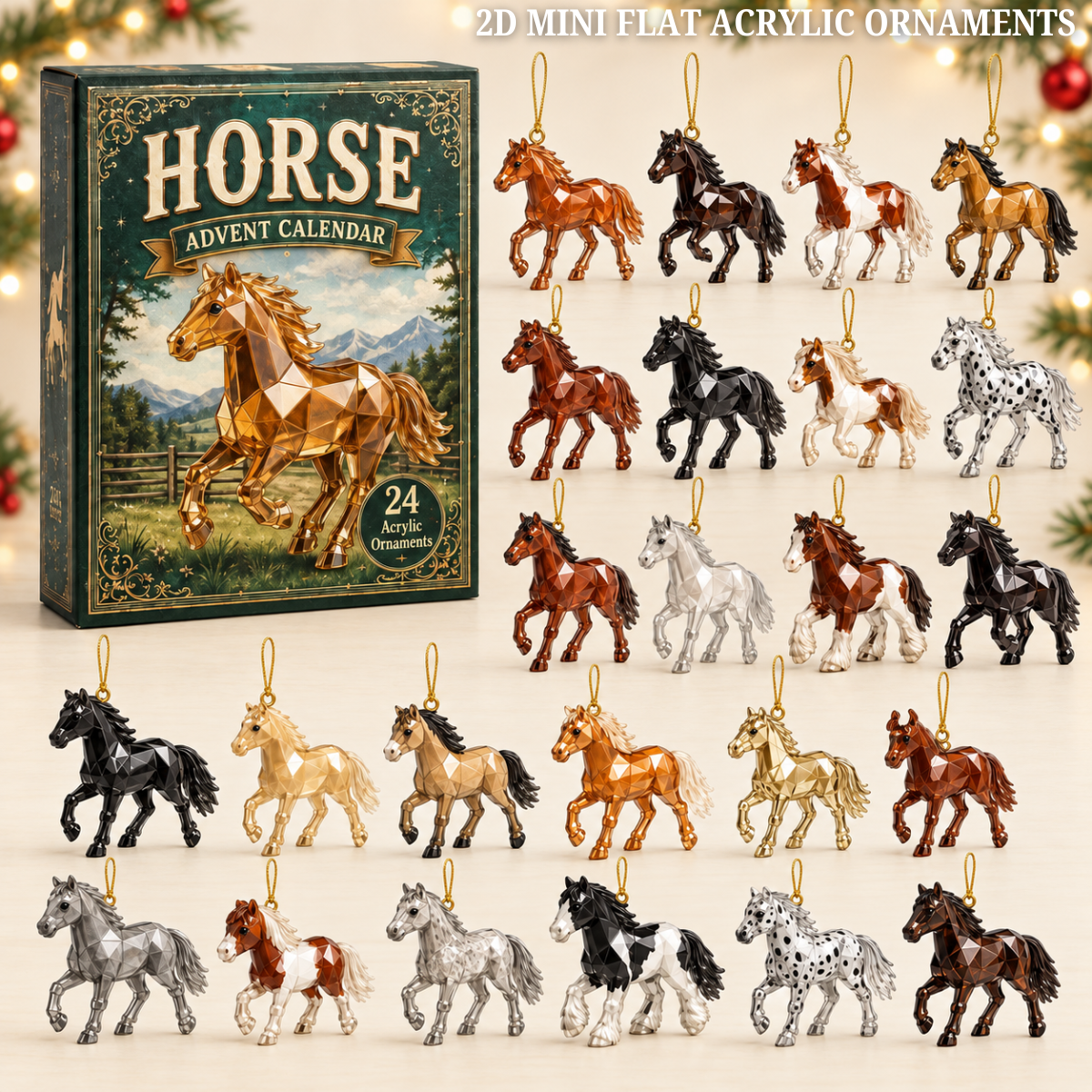 Noble Horse Advent Calendar 2026 - 24-Day Festive Countdown, Acrylic Charms Blind Box - Gift For Horse Lovers