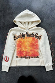 Vintage Print Pullover Hoodie