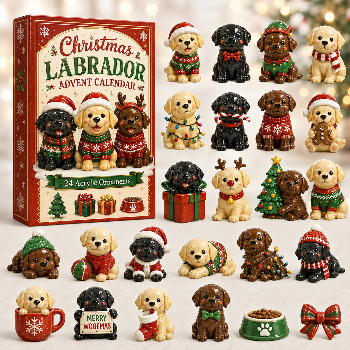 Christmas Labrador Toy Advent Calendar 2026 - 24-Day Festive Countdown, Acrylic Charms Blind Box - Gift For Labrador Lovers