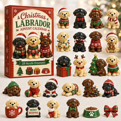 Christmas Labrador Toy Advent Calendar 2026 - 24-Day Festive Countdown, Acrylic Charms Blind Box - Gift For Labrador Lovers