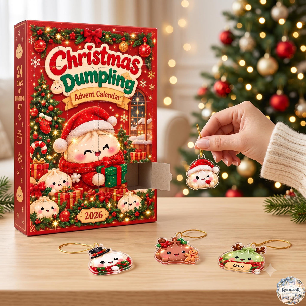Dumpling Squishy Advent Calendar 2026 | 24 Day Christmas Countdown with Personalized 2D Ornament
