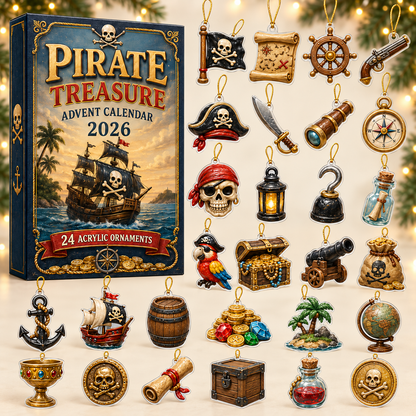 Pirate Treasure Advent Calendar 2026 - 24-Day Festive Countdown, Acrylic Charms Blind Box - Gift For Ocean Lovers, Family & Friends