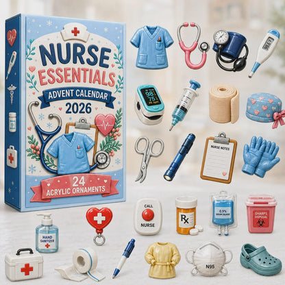 Nurse Essentials Advent Calendar 2026 - 24-Day Festive Countdown, Acrylic Charms Blind Box - Gift For Nurses