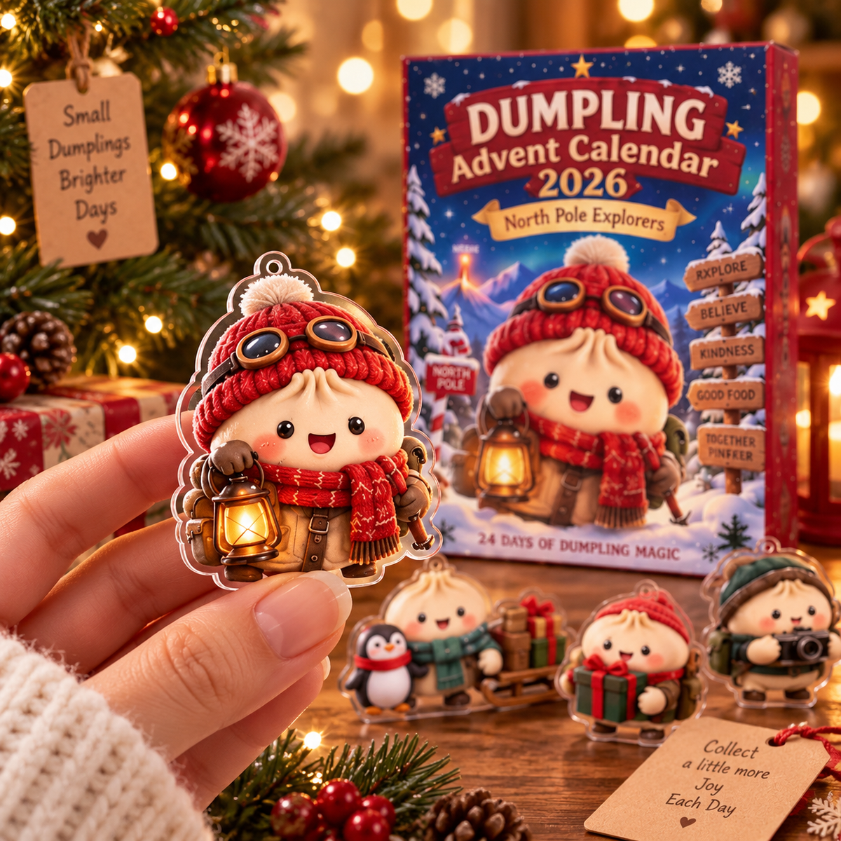2026 Cute Dumpling Advent Calendar, Kawaii 24 Day Christmas Countdown, Holiday Surprise Toy Gift, Kids Christmas Decor