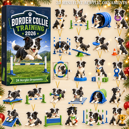 Border Collie Training Advent Calendar 2026 - 24-Day Festive Countdown, Acrylic Charms Blind Box - Gift For Border Collie Lovers
